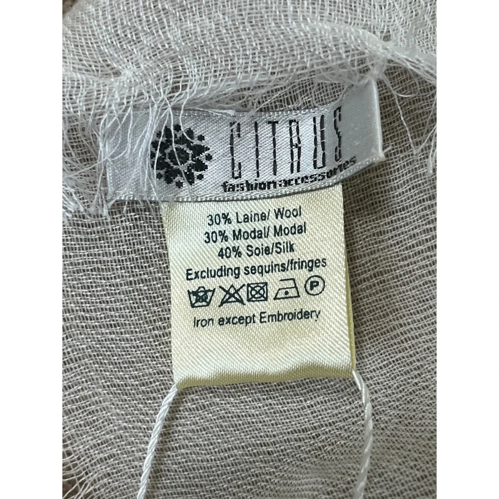 Anthropologie Citrus Ginkgo Leaf Embroidered SilkWool Scarf Yellow NEW MSRP$118